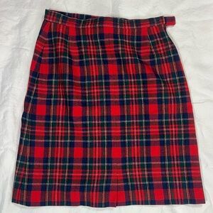Vintage Pendleton Red Plaid Wool Skirt | Tartan | Made in USA | Size 8